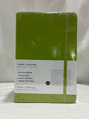 IC COLLECTION 6pk Green Hardcover Notebook with Elastic NWT